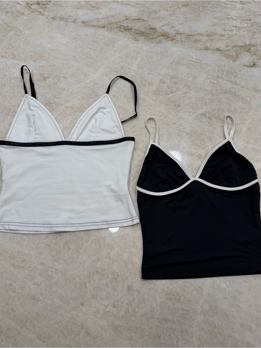 Princess Polly Women’s Contrast Trim Camisole Tank Top - White and Black